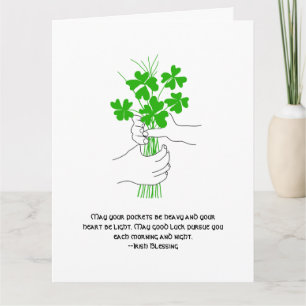 Carte Bénédiction irlandaise avec Bouquet de trèfle à qu