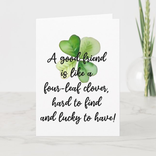 Carte Bénédiction irlandaise Trèfle à quatre feuilles Ch (Devant)