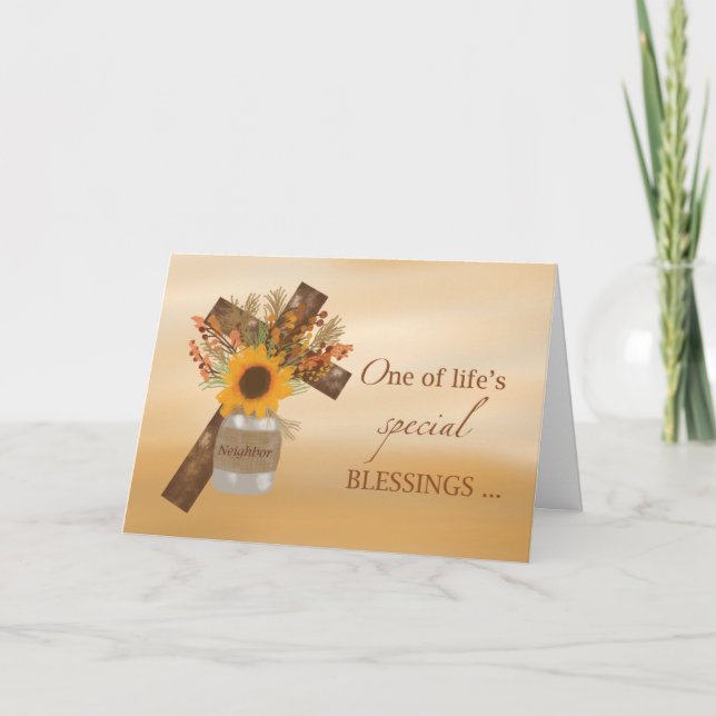Carte Bénédiction religieuse à un voisin à Thanksgiving (Devant)