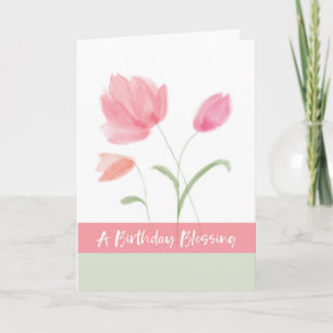 Carte Bénédiction religieuse d'anniversaire Fleurs roses