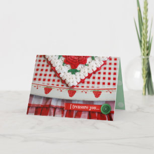 Carte Bénédiction vintage de fraises - "Je vous chéris"