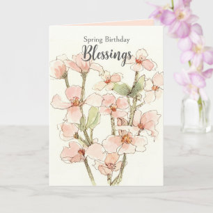 Carte Bénédictions d'anniversaire de printemps Fleurs de