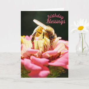 Carte Bénédictions d'anniversaire Honeybee sur la fleur 