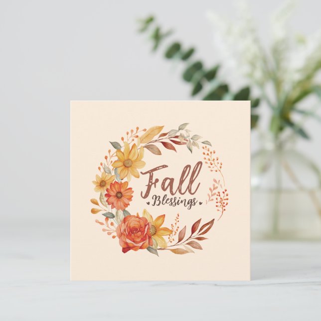 Carte Bénédictions d'automne florales (Debout devant)