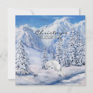 Carte Bénédictions de Noël Paysage hivernal et renard bl