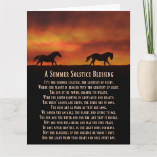 Carte Bénédictions du solstice d'été avec coucher de sol
