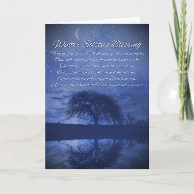 Carte Bénédictions du solstice d'hiver avec la lune et l (Devant)