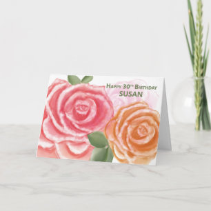 Carte Bénédictions du trentième anniversaire Grand Rose 