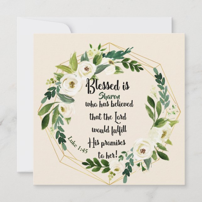 Carte Béni soit elle qui croyait Nom Christian Card (Devant)