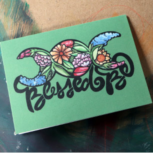 Carte "Béni Soit" Triple Lune Fleur