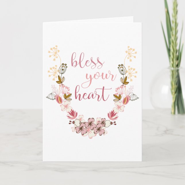 Carte Bénissez votre coeur (fleurs roses) (Devant)