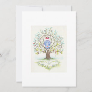Carte Berceau bébé dans un arbre de coeur et d'amour