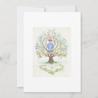 Carte Berceau bébé dans un arbre de coeur et d'amour