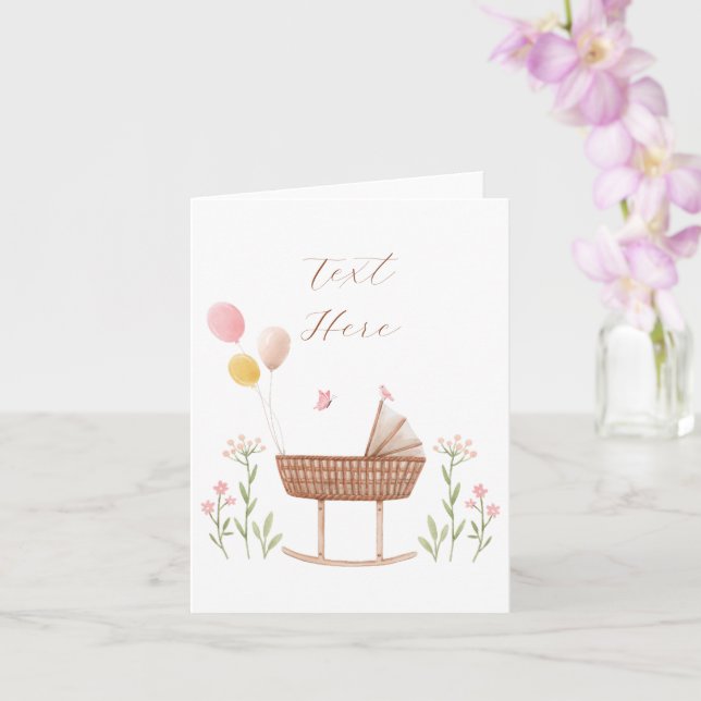 Carte Berceau bébé Pastel floral (Orchidée)