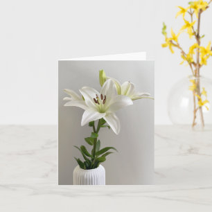 Carte Berceuse de Lily   Peinture florale simple blanche