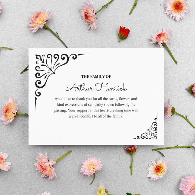 Carte Bereavity Sympathy Funeral Merci Note (Créateur téléchargé)