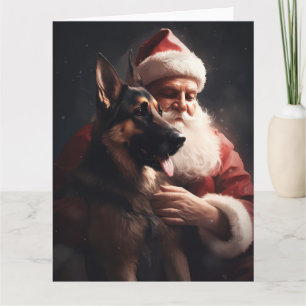 Carte Berger Allemand Avec Noël Festif Du Père Noël