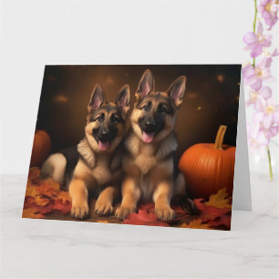 Carte Berger Allemand Chiot Citrouille d'automne