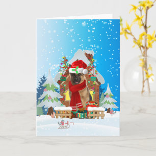 Carte Berger allemand dans la neige avec cadeaux de Noël