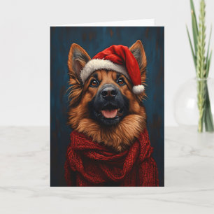 Carte Berger allemand dans un chapeau de Père Noël
