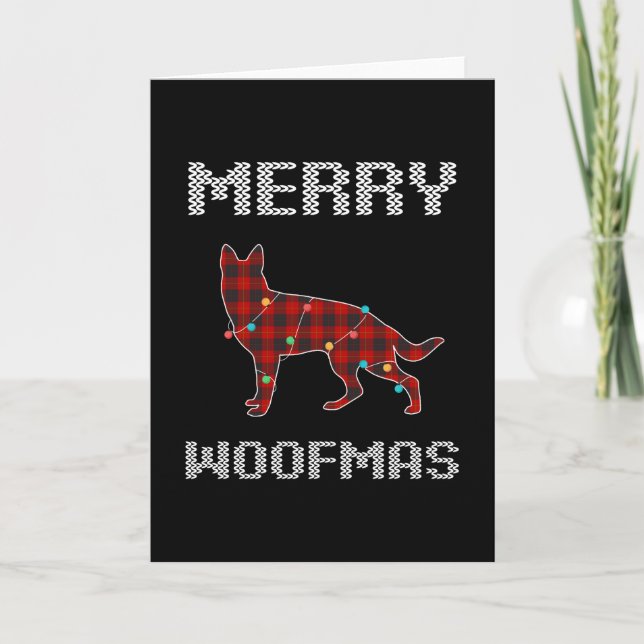 Carte berger allemand joyeux noël cadeaux (Devant)