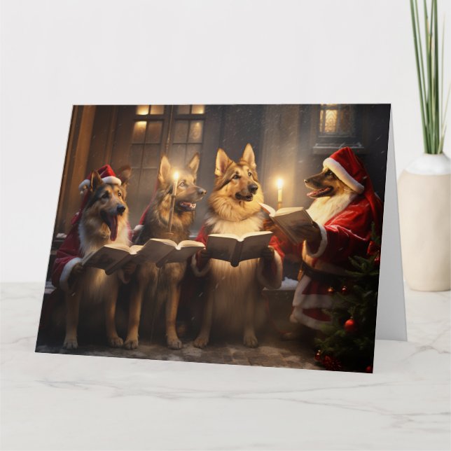 Carte Berger allemand Noël Carolers Festif Festif vacanc (Devant)