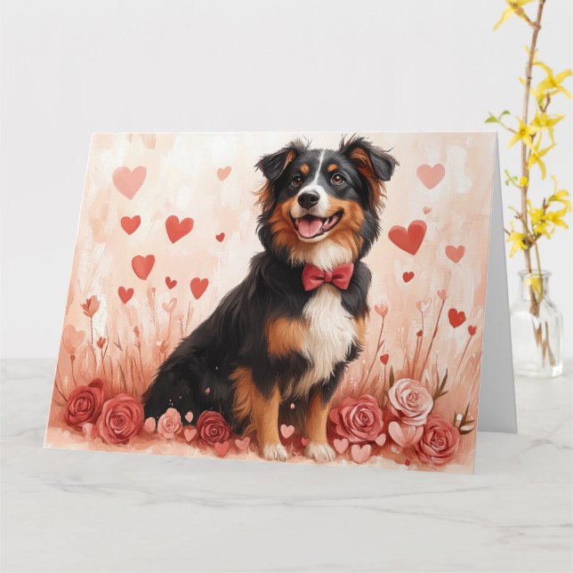 Carte Berger Australien avec des Roses - Saint-Valentin  (Fleur jaune)