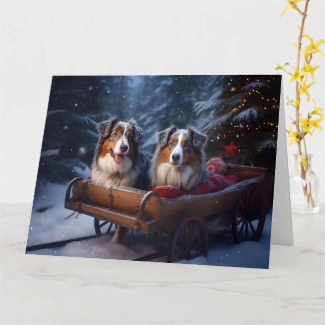 Carte Berger Australien Noël Traîneau Décoration de Noël (Fleur jaune)