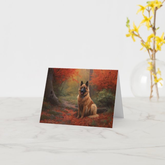 Carte Berger belge en automne Leaves automne Inspire (Fleur jaune)