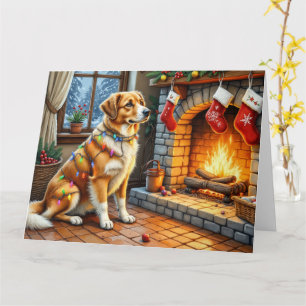 Carte Berger d'Anatolie Cheminée avec Lumières de Noël