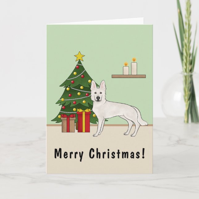 Carte Berger suisse blanc Arbre de Noël GSD blanc (Devant)