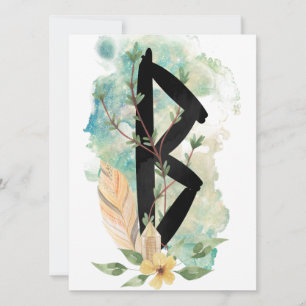 Carte Berkano Floral Vert & Jaune Norse Futhark Rune