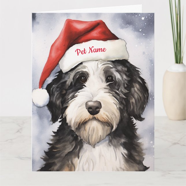 Carte Bernedoodle Noël personnalisé (Devant)