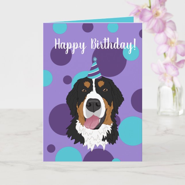 Carte Bernese Mountain Dog Anniversaire (Orchidée)