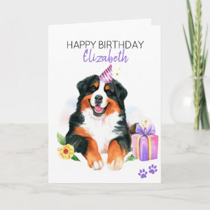 Carte Bernese Mountain Dog Personnalisé Joyeux Anniversa