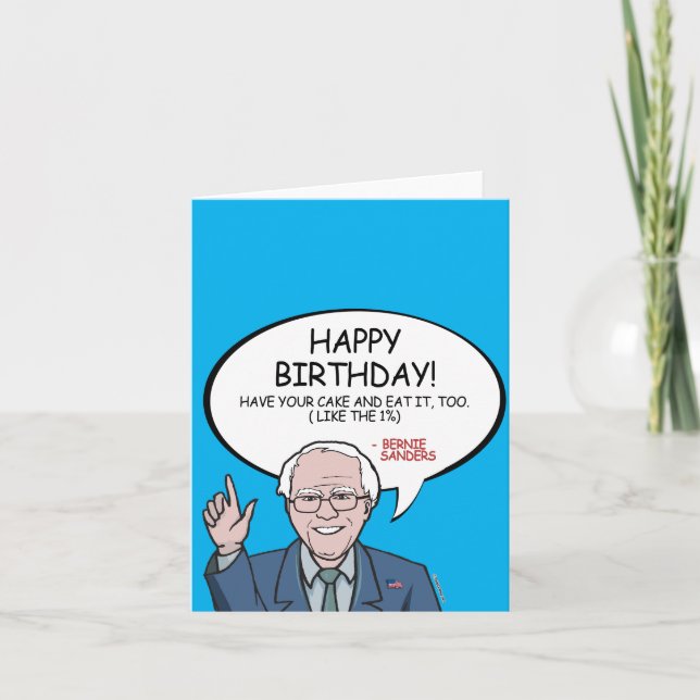 Carte Bernie Sanders Salutation - Joyeux anniversaire -. (Devant)