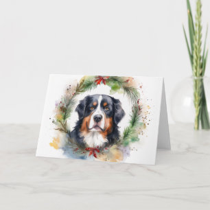 Carte Bernois Mountain Festive Wreath Pup