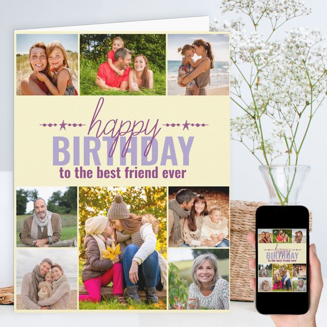 Carte Best Friend Birthday Photo Collage Personalized (Créateur téléchargé)