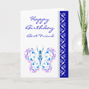 Carte Best Friend Birthday Pretty Pastel Butterfly