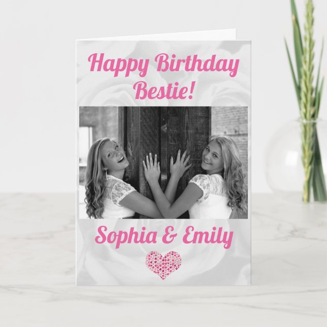 Carte Best Friends Besties BFF Anniversaire Ajouter des  (Devant)