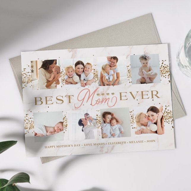 Carte Best Mom Ever Gold Parties scintillant 8 Photo Col (Créateur téléchargé)