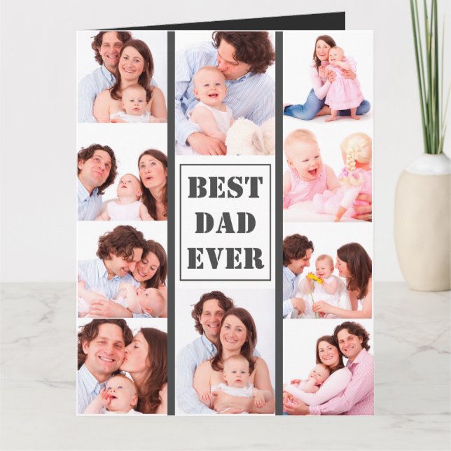Carte Best Papa Ever 10 Photo Collage Fête des pères cad (Devant)