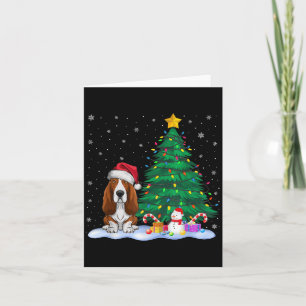 Carte Bet Hound Chien Xmas Arbre Lumières Reindeer Casqu