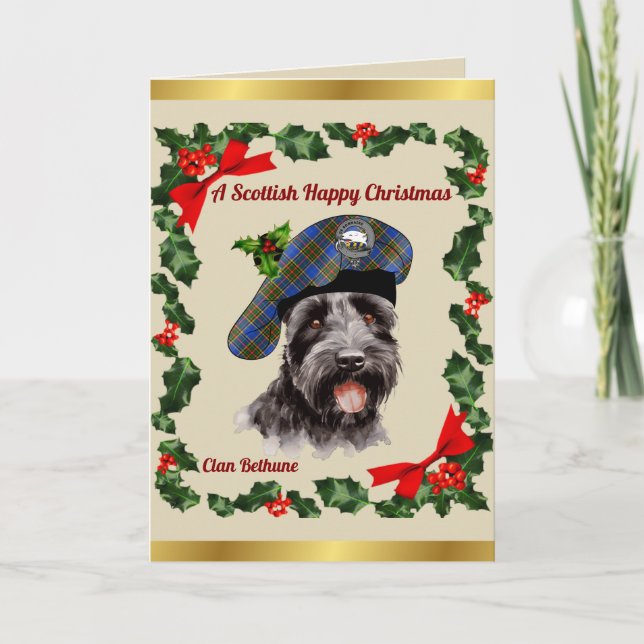 Carte Bethune Scottie Chien Noël Personnalisé (Devant)