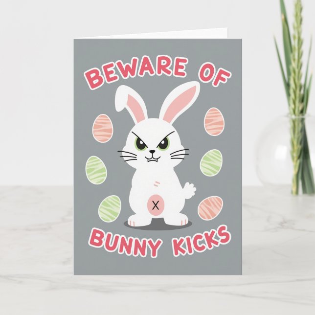 Carte Beware Bunny Kicks Pattern Card (Devant)