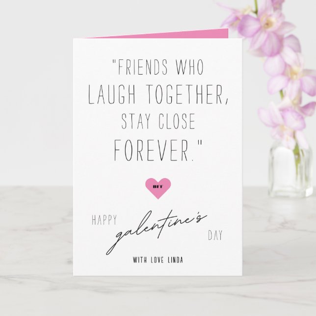 Carte BFF Galentine's Day Pink Heart Photo Collage (Orchidée)