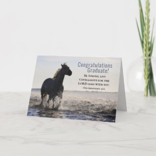Carte Bible Soyez forts et courageux Cheval Graduation