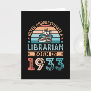 Carte Bibliothécaire né 1933 90e anniversaire Livre Love