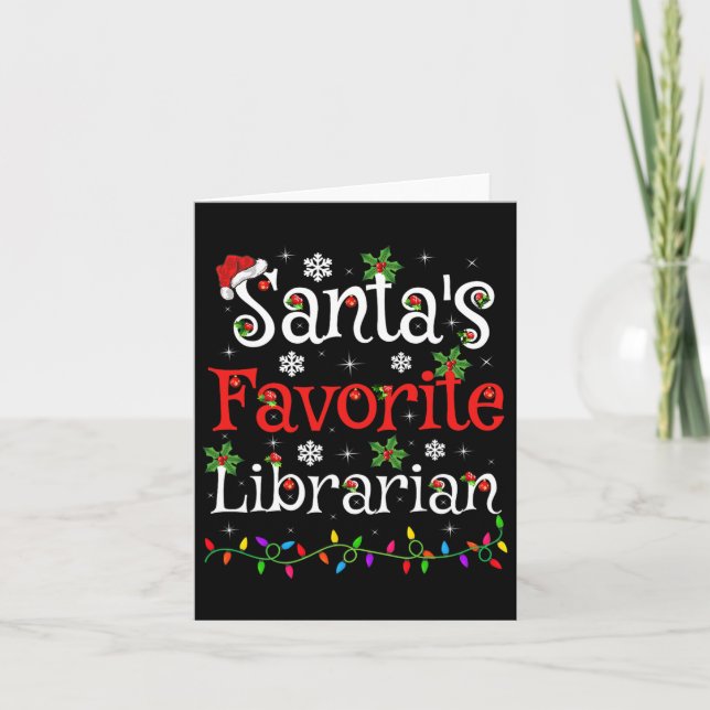Carte Bibliothécaire Xmas Père Noël Bibliothèque préféré (Devant)