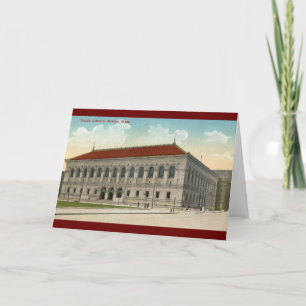 Carte Bibliothèque publique, Boston 1911 Vintage